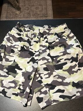 Gymshark Black, White & Lime Camo Shorts